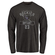 Men's Colorado Rockies Kris Bryant ＃23 Base Runner Long Sleeve T-Shirt - Black