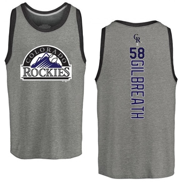 Men's Colorado Rockies Lucas Gilbreath ＃58 Backer Tank Top Ash