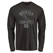 Men's Colorado Rockies Matt Carasiti ＃29 Base Runner Long Sleeve T-Shirt - Black