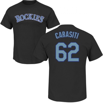 Men's Colorado Rockies Matt Carasiti ＃62 Roster Name & Number T-Shirt - Black