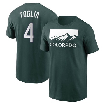 Men's Colorado Rockies Michael Toglia ＃4 2022 City Connect Name & Number T-Shirt - Green