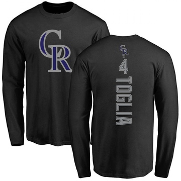 Men's Colorado Rockies Michael Toglia ＃4 Backer Long Sleeve T-Shirt - Black