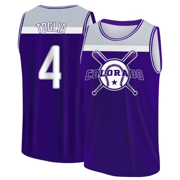 Men's Colorado Rockies Michael Toglia ＃4 Legend Baseball Tank Top - Purple/Gray