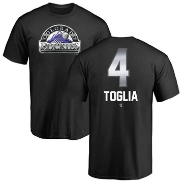 Men's Colorado Rockies Michael Toglia ＃4 Midnight Mascot T-Shirt - Black