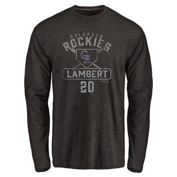 Men's Colorado Rockies Peter Lambert ＃20 Base Runner Long Sleeve T-Shirt - Black