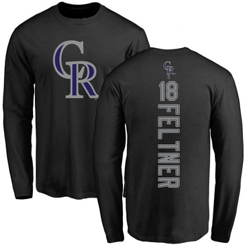 Men's Colorado Rockies Ryan Feltner ＃18 Backer Long Sleeve T-Shirt - Black