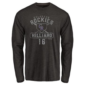 Men's Colorado Rockies Sam Hilliard ＃16 Base Runner Long Sleeve T-Shirt - Black