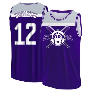 Men's Colorado Rockies Sean Bouchard ＃12 Legend Baseball Tank Top - Purple/Gray