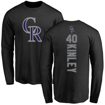 Men's Colorado Rockies Tyler Kinley ＃40 Backer Long Sleeve T-Shirt - Black