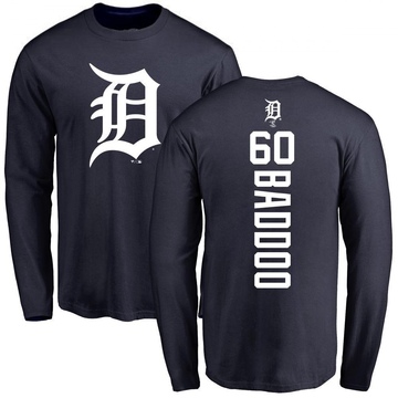 Men's Detroit Tigers Akil Baddoo ＃60 Backer Long Sleeve T-Shirt - Navy