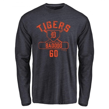 Men's Detroit Tigers Akil Baddoo ＃60 Base Runner Long Sleeve T-Shirt - Navy