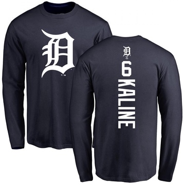 Men's Detroit Tigers Al Kaline ＃6 Backer Long Sleeve T-Shirt - Navy