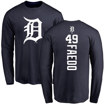 Men's Detroit Tigers Alex Faedo ＃49 Backer Long Sleeve T-Shirt - Navy