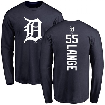 Men's Detroit Tigers Alex Lange ＃55 Backer Long Sleeve T-Shirt - Navy