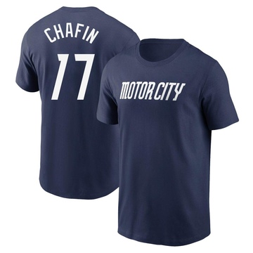 Men's Detroit Tigers Andrew Chafin ＃17 2024 City Connect Fuse Name & Number T-Shirt - Navy