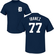 Men's Detroit Tigers Andy Ibanez ＃77 Roster Name & Number T-Shirt - Navy