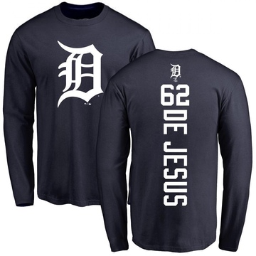 Men's Detroit Tigers Angel De Jesus ＃62 Backer Long Sleeve T-Shirt - Navy