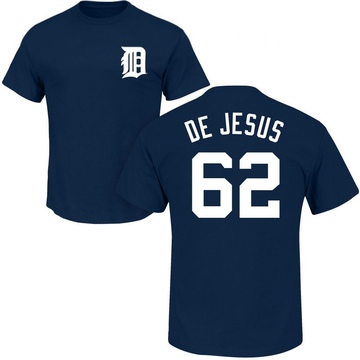 Men's Detroit Tigers Angel De Jesus ＃62 Roster Name & Number T-Shirt - Navy