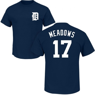 Men's Detroit Tigers Austin Meadows ＃17 Roster Name & Number T-Shirt - Navy