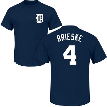 Men's Detroit Tigers Beau Brieske ＃4 Roster Name & Number T-Shirt - Navy