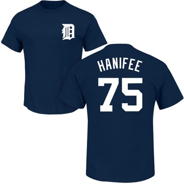 Men's Detroit Tigers Brenan Hanifee ＃75 Roster Name & Number T-Shirt - Navy