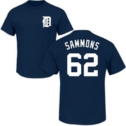 Men's Detroit Tigers Bryan Sammons ＃62 Roster Name & Number T-Shirt - Navy