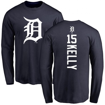 Men's Detroit Tigers Carson Kelly ＃15 Backer Long Sleeve T-Shirt - Navy