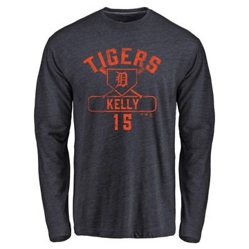 Men's Detroit Tigers Carson Kelly ＃15 Base Runner Long Sleeve T-Shirt - Navy