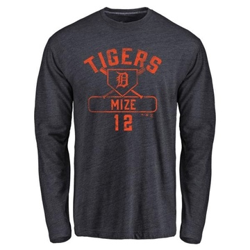 Men's Detroit Tigers Casey Mize ＃12 Base Runner Long Sleeve T-Shirt - Navy