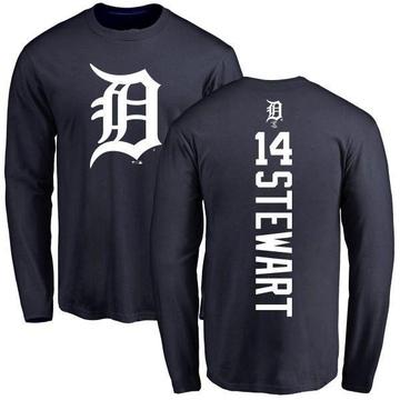 Men's Detroit Tigers Christin Stewart ＃14 Backer Long Sleeve T-Shirt - Navy