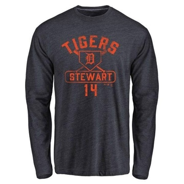 Men's Detroit Tigers Christin Stewart ＃14 Base Runner Long Sleeve T-Shirt - Navy