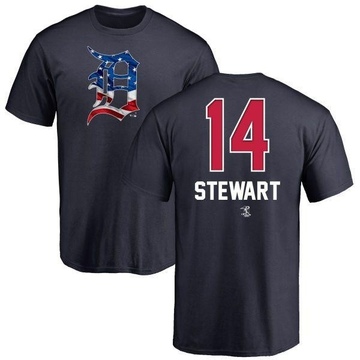 Men's Detroit Tigers Christin Stewart ＃14 Name and Number Banner Wave T-Shirt - Navy