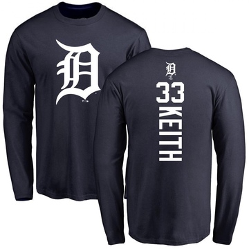 Men's Detroit Tigers Colt Keith ＃33 Backer Long Sleeve T-Shirt - Navy