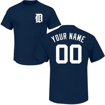 Men's Detroit Tigers Custom ＃00 Roster Name & Number T-Shirt - Navy