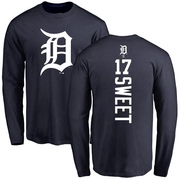 Men's Detroit Tigers Devin Sweet ＃17 Backer Long Sleeve T-Shirt - Navy