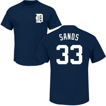 Men's Detroit Tigers Donny Sands ＃33 Roster Name & Number T-Shirt - Navy