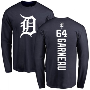 Men's Detroit Tigers Dustin Garneau ＃64 Backer Long Sleeve T-Shirt - Navy