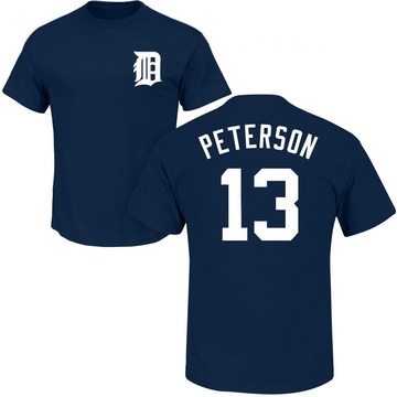 Men's Detroit Tigers Dustin Peterson ＃13 Roster Name & Number T-Shirt - Navy