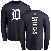 Men's Detroit Tigers Easton Lucas ＃57 Backer Long Sleeve T-Shirt - Navy