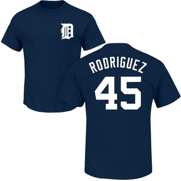 Men's Detroit Tigers Elvin Rodriguez ＃45 Roster Name & Number T-Shirt - Navy