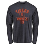 Men's Detroit Tigers Gio Urshela ＃13 Base Runner Long Sleeve T-Shirt - Navy