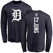 Men's Detroit Tigers Jace Jung ＃17 Backer Long Sleeve T-Shirt - Navy