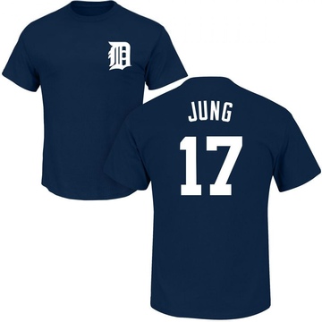 Men's Detroit Tigers Jace Jung ＃17 Roster Name & Number T-Shirt - Navy