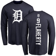 Men's Detroit Tigers Jack Flaherty ＃9 Backer Long Sleeve T-Shirt - Navy