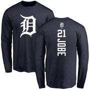 Men's Detroit Tigers Jackson Jobe ＃21 Backer Long Sleeve T-Shirt - Navy