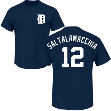 Men's Detroit Tigers Jarrod Saltalamacchia ＃12 Roster Name & Number T-Shirt - Navy