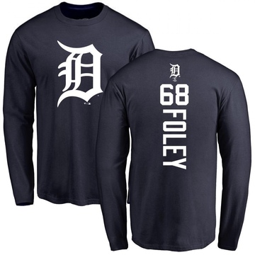 Men's Detroit Tigers Jason Foley ＃68 Backer Long Sleeve T-Shirt - Navy