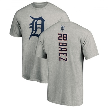 Men's Detroit Tigers Javier Baez ＃28 Backer T-Shirt Ash