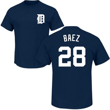 Men's Detroit Tigers Javier Baez ＃28 Roster Name & Number T-Shirt - Navy