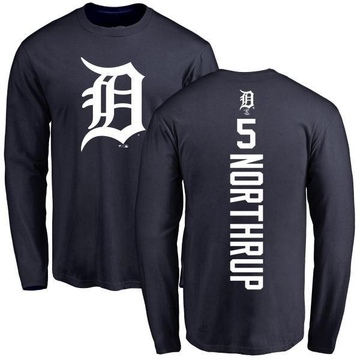 Men's Detroit Tigers Jim Northrup ＃5 Backer Long Sleeve T-Shirt - Navy